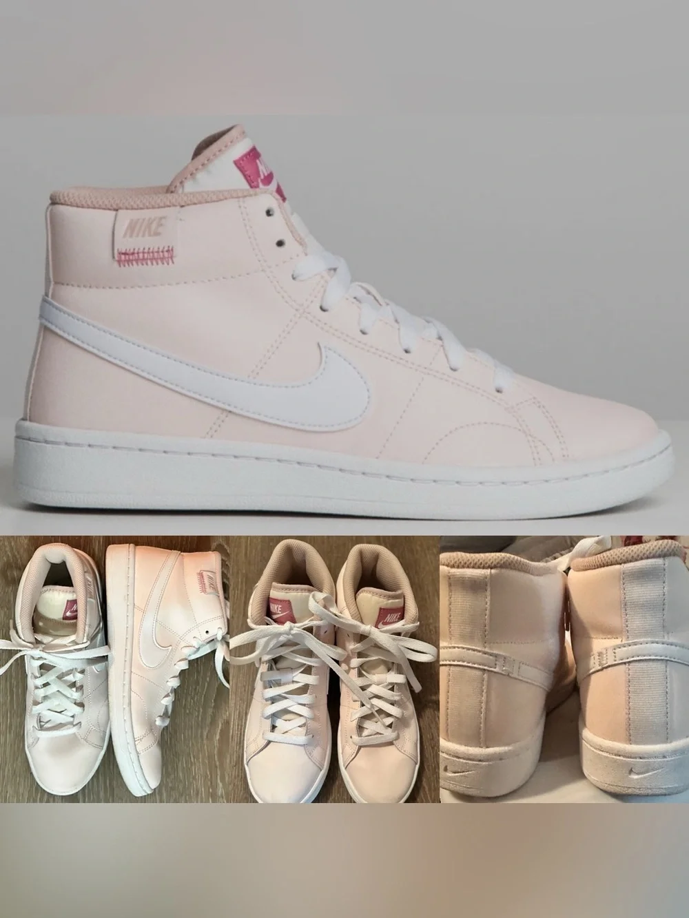 Nike WOMEN'S NIKE COURT ROYALE 2 MID SNEAKERS size 7 Pink White VGC